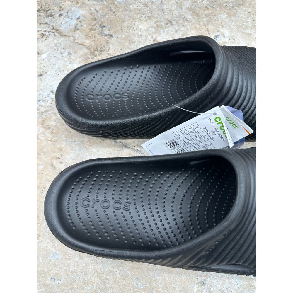 Crocs Sandals Unisex Size M 10 W 12 Black Mellow Tide Recovery Slides 210333-001 - Picture 6 of 11